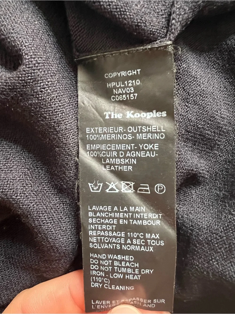 The Kooples Men’s Size S Merino Wool V-Neck Sweater with Lambskin Leather Trim